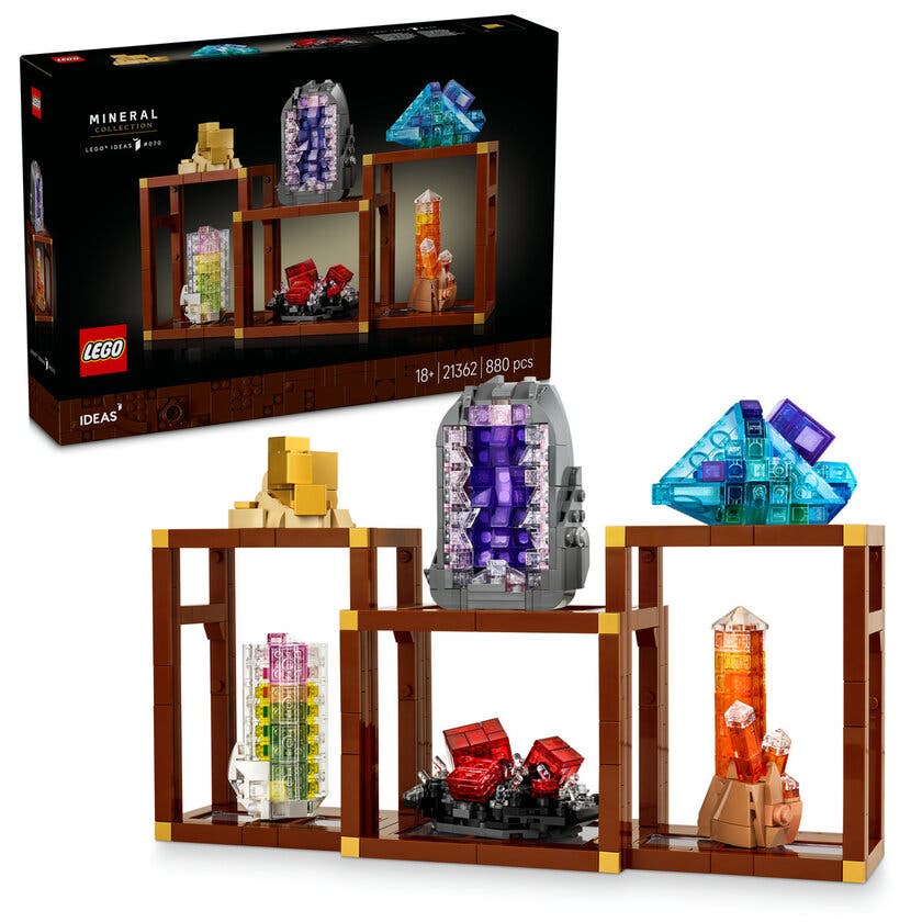 LEGO® Ideas Mineralsamling, Utstillingshyller med krystaller, Stueinnredning 21362