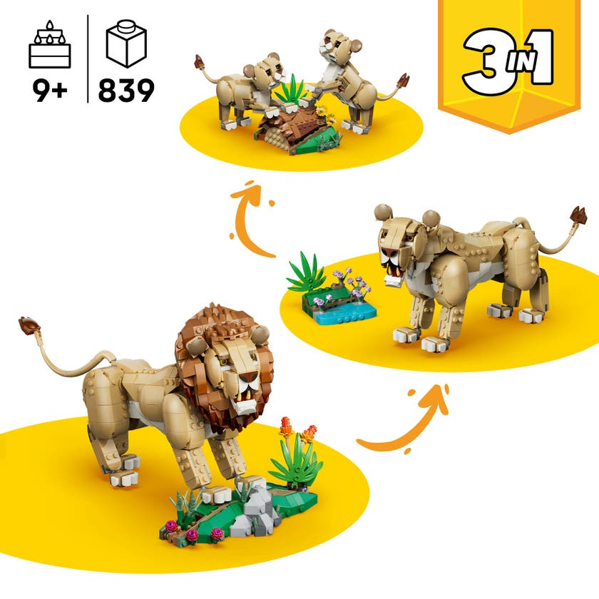 LEGO® Creator 3-i-1 Ville dyr: Majestetisk løve 31386