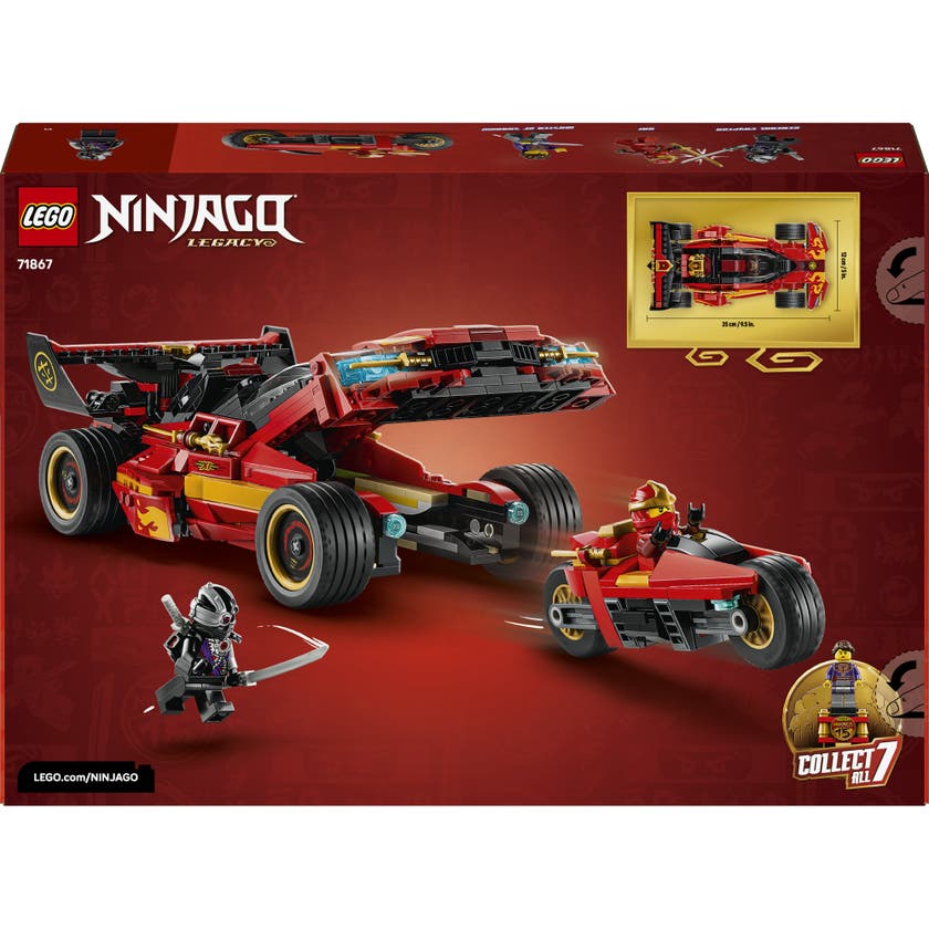 LEGO® NINJAGO® 15-årsjubileumsutgaven av Kais X-1 ninjabil. Byggesett med tre minifigurer 71867