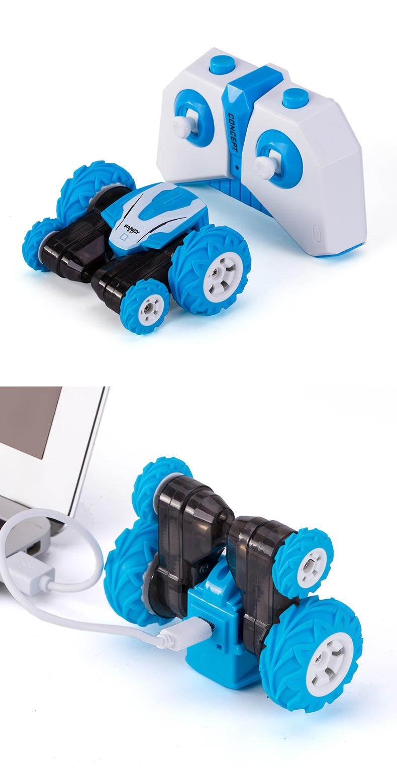 FUSION, Mini 4-kanals 2.4G RC Stuntbil 4 hjul, Blå/Hvit