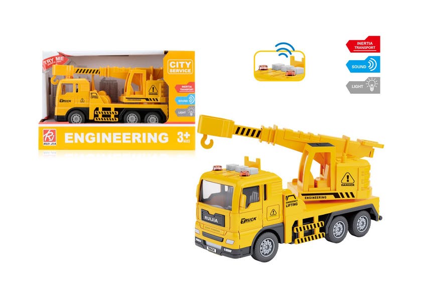 Rapid Speed - Lastebil med førerhytte og heisekran gul lyd &