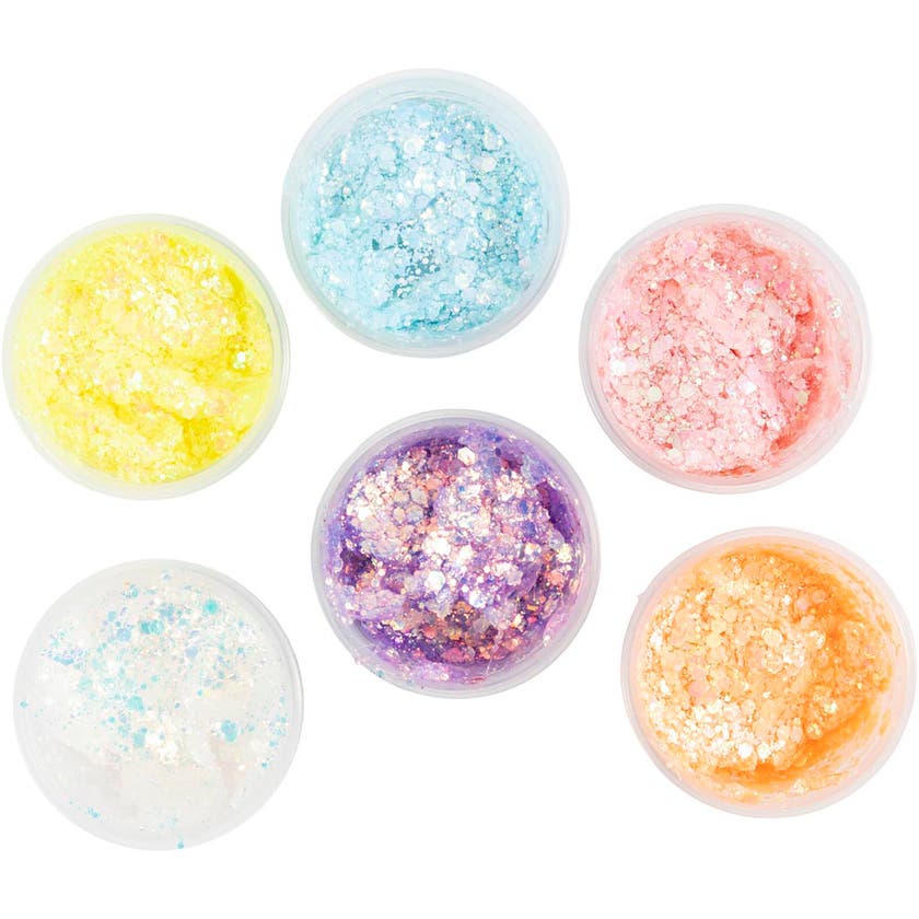 Glitterleire, blandede farger, 6x20 ml/ 1 stk.