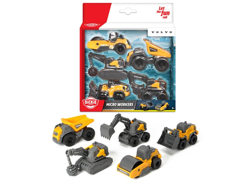 Dickie Toys 5-pakning Volvo anleggsbiler