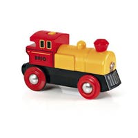 BRIO, batteridrevet lokomotiv, rød/gul