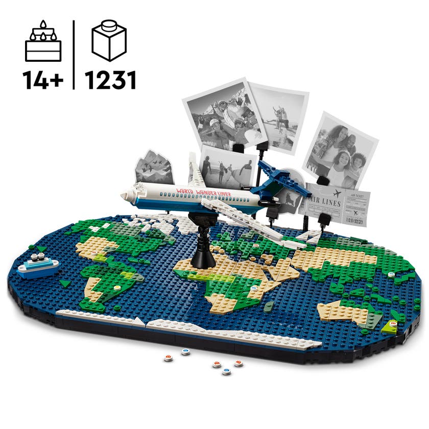 LEGO® Reiseminner. Byggesett med verdenskart 41838
