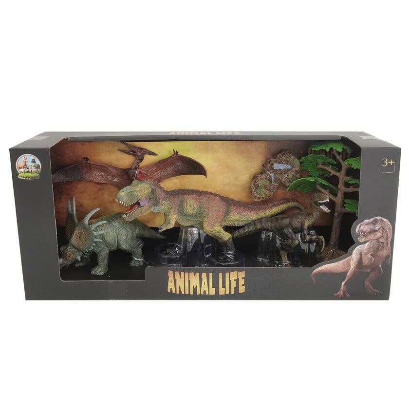 Animal Life, sett med 4 dinosaurer inkl. Triceratops