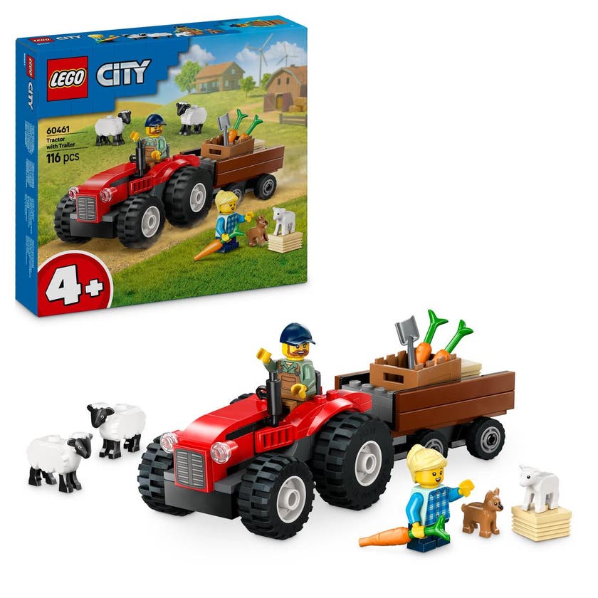 LEGO City Great Vehicles 60461, Rød landbrukstraktor med tilhenger og sau