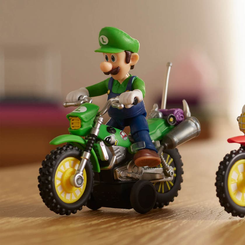 Super Mario Movie Luigi med motorsykkel 2,5 tomme