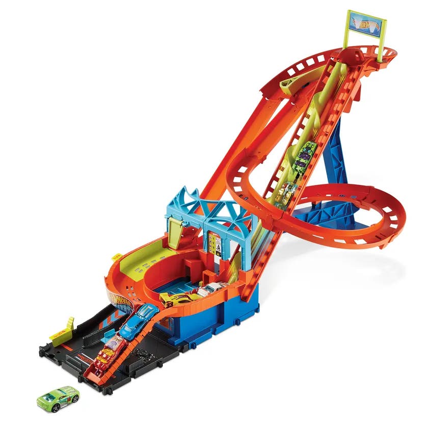 Hot Wheels City Roller Coaster Rally-banzesett med 5 biler