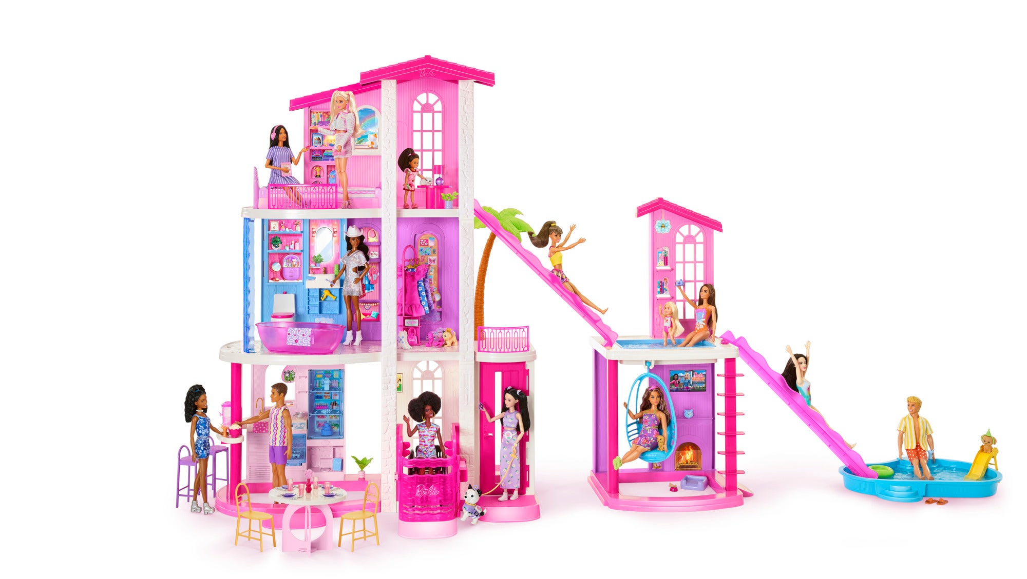 Barbie Dreamhouse med 2 hus, bassenger og sklie