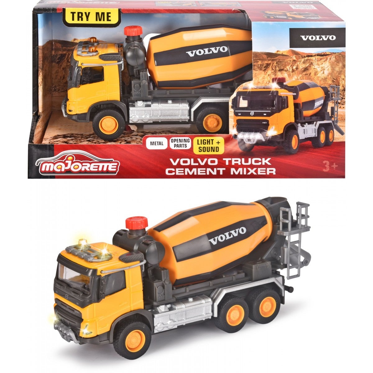 Majorette Volvo Chargeur L350H – 21 Cm échelle 1/43, Sons Et Lumières, Portes Ouvrantes, Dès 3 Ans