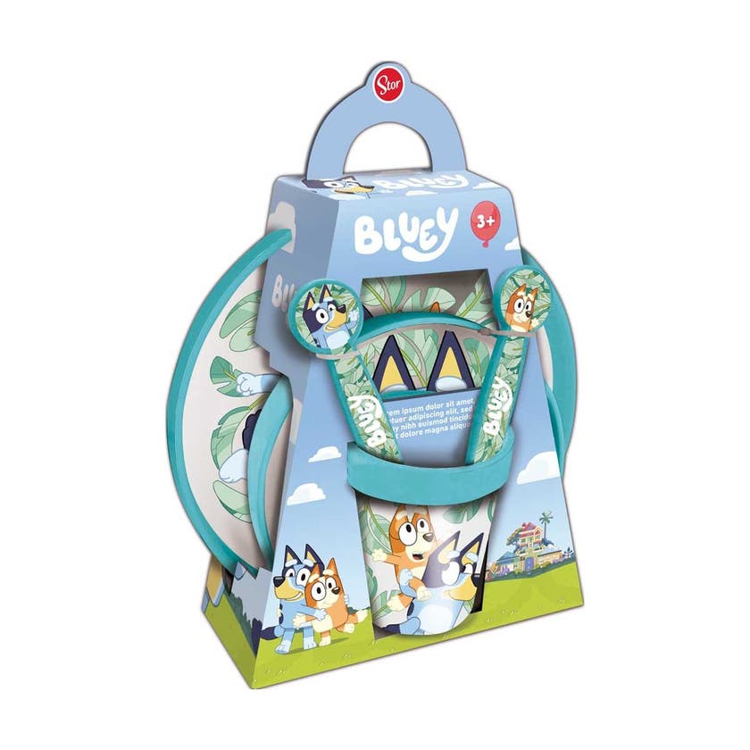Bluey 5-pk. Skli-sikker: Tallerken/Skål/Drikkeglass/Bestikk