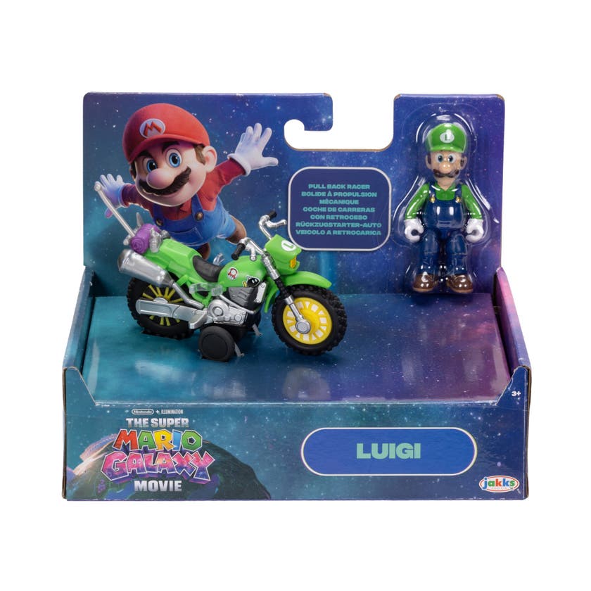 Super Mario Movie Luigi med motorsykkel 2,5 tomme