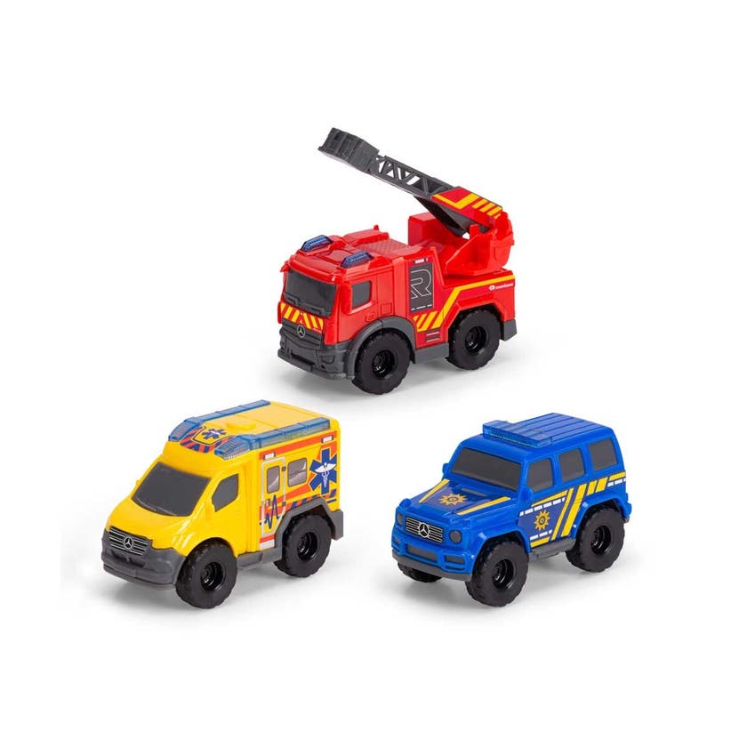 Dickie Toys 3-pakning Mini Redningskjøretøy