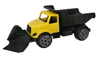 Plasto - Stor Plogbil 82 cm, gul hytt og svart tippbart lasteplan