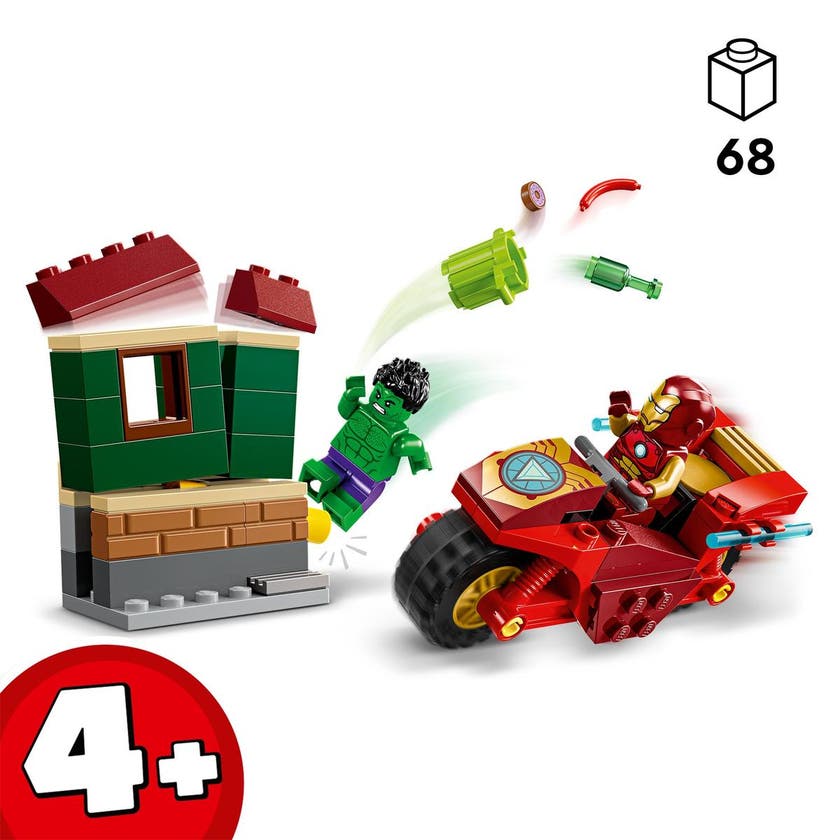 LEGO Marvel 76287, Iron Man med motorsykkel og Hulk