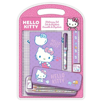 HELLO KITTY, stort skrivesett med metallpenal og A4-notatbok