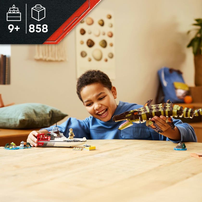 LEGO Jurassic World 76974, Båtoppdrag med klossebygd mosasaurus