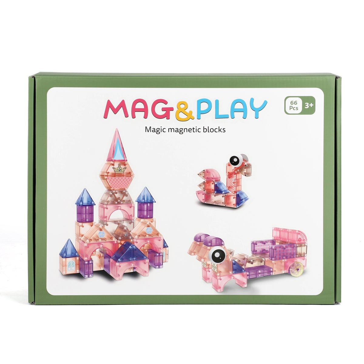 Mag&Play magnetiske byggeklosser 66 stk rosa