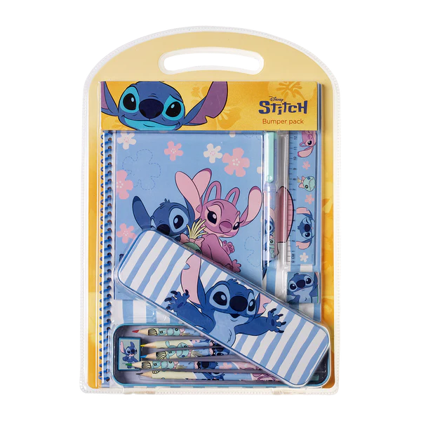 STITCH, stort skrivesett med metallpenal og A4-notatbok