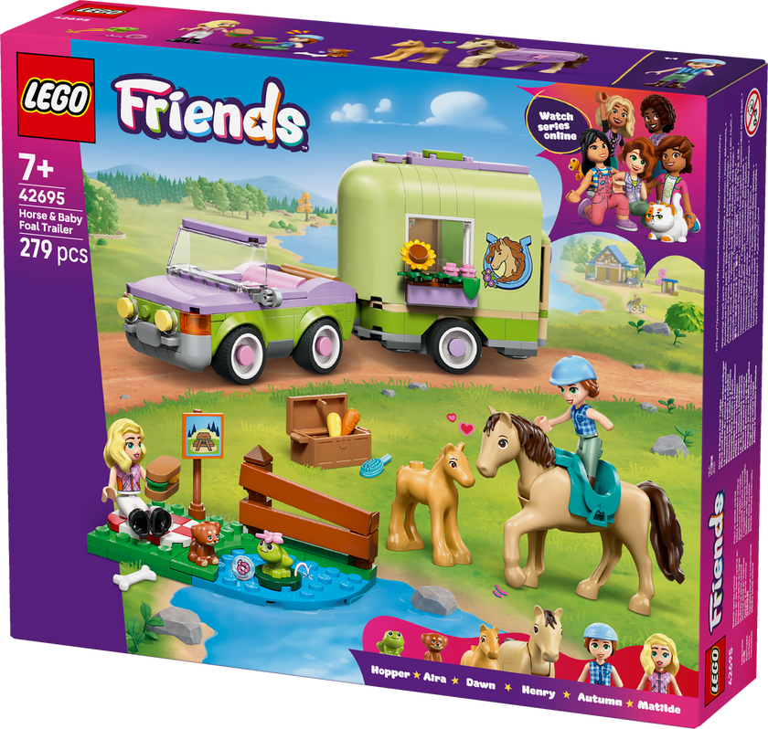 Henger med hest og føll