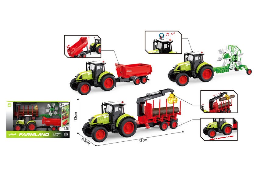 Rapid Speed - Traktor med vogn & 2 maskiner 1:20