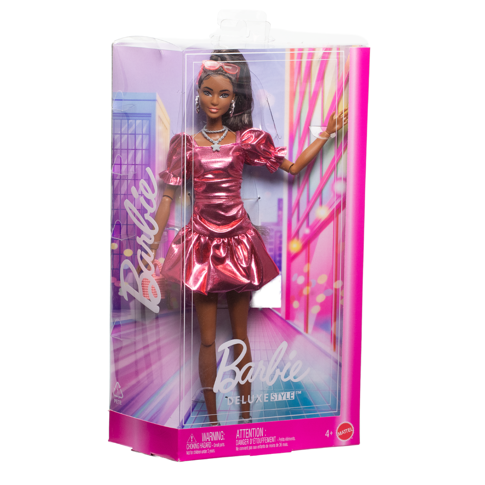 Barbie Deluxe Style-dukke – Korallrosa kjole