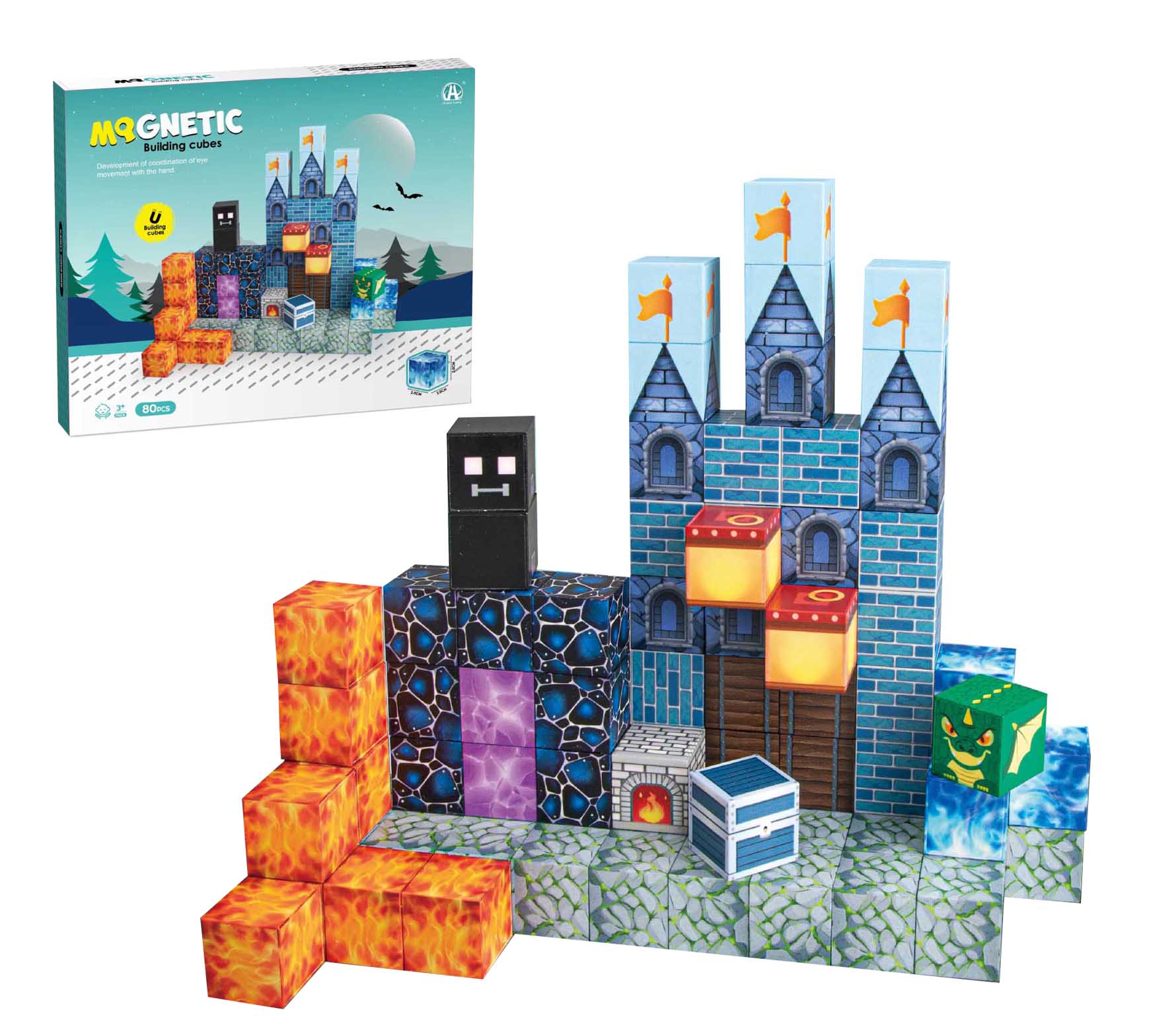 Mag&Play Building Cubes 80 magnetiske kuber