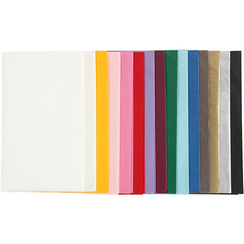 Silkepapir, blandede farger, 50x70 cm, 14 g, 15x2 ark/ 1 pk