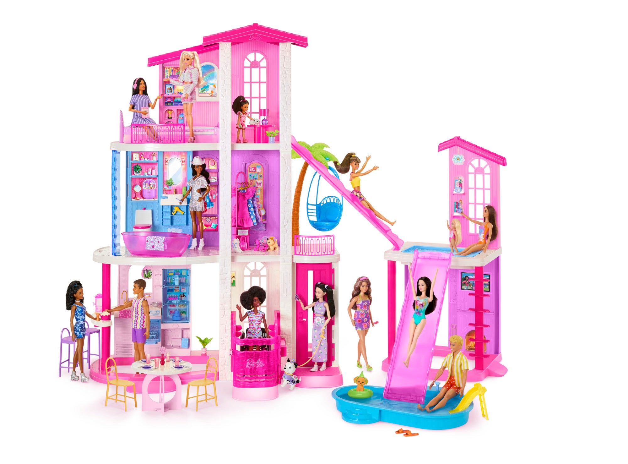 Barbie Dreamhouse med 2 hus, bassenger og sklie