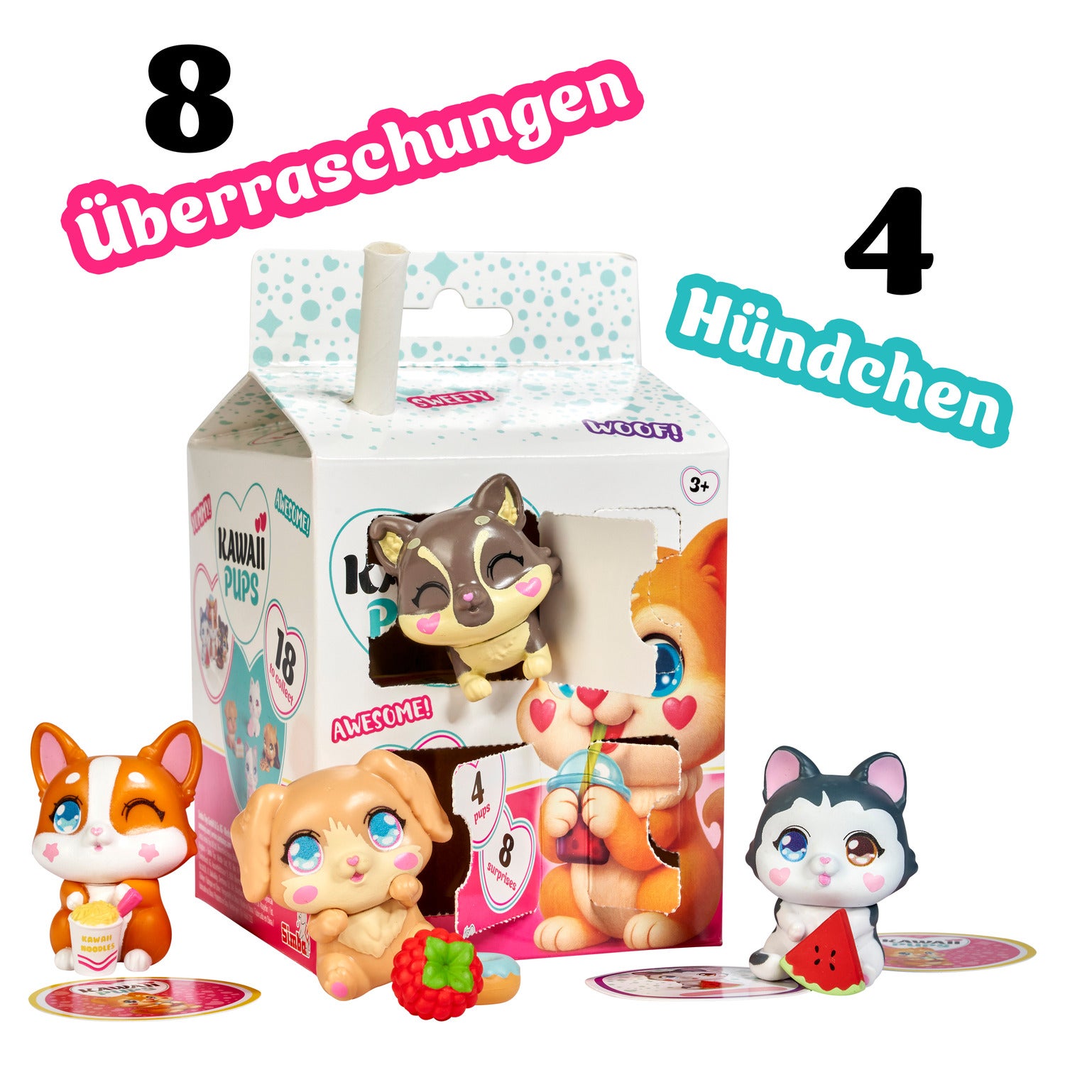 Kawaii Pups samlefigurer 4-pakke