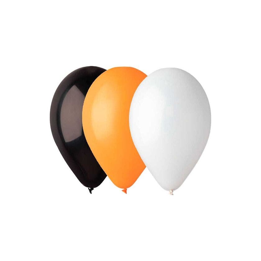 Halloween, Ballong 30 Cm Oransje-Svart-Hvit 25 stk/eske