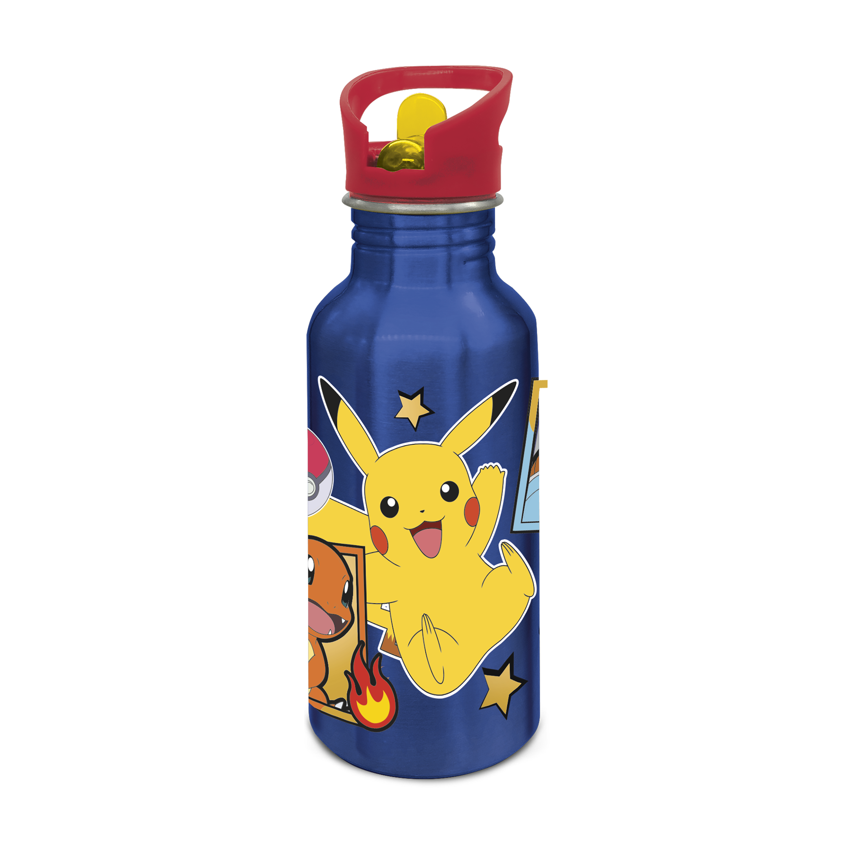 Pokemon vannflaske i aluminium med sugerør