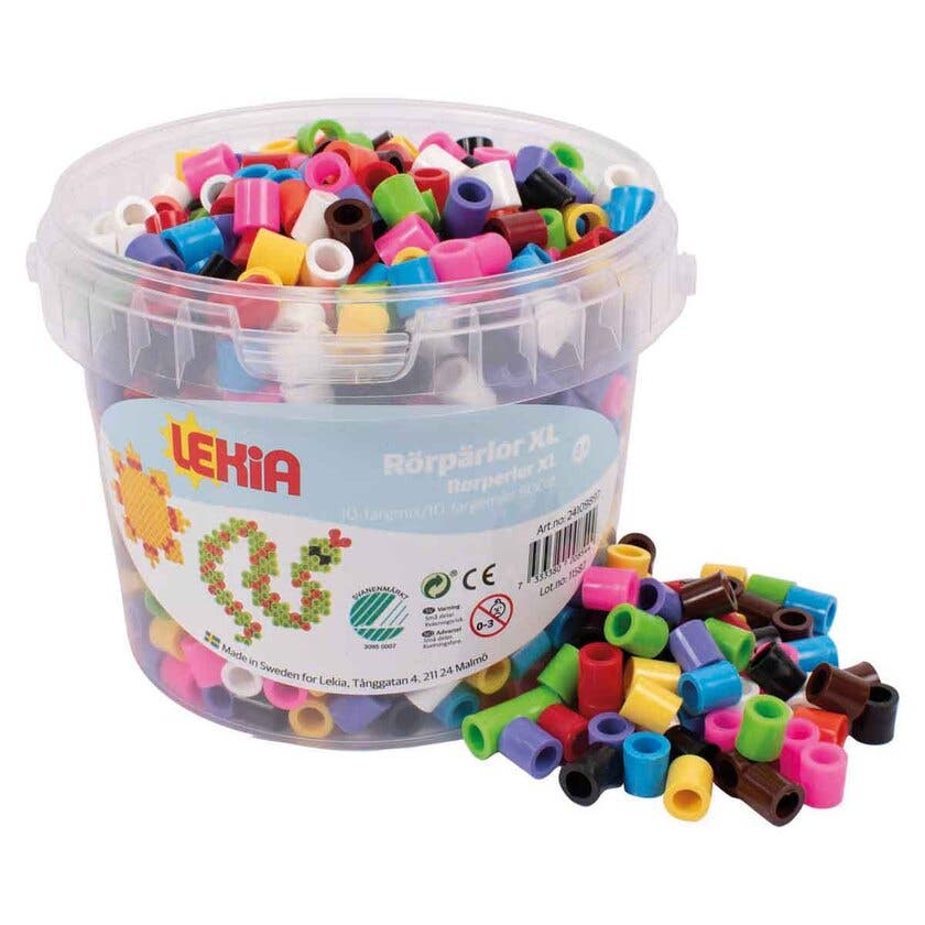 Rørperler XL 10-fargemiks 900 stk