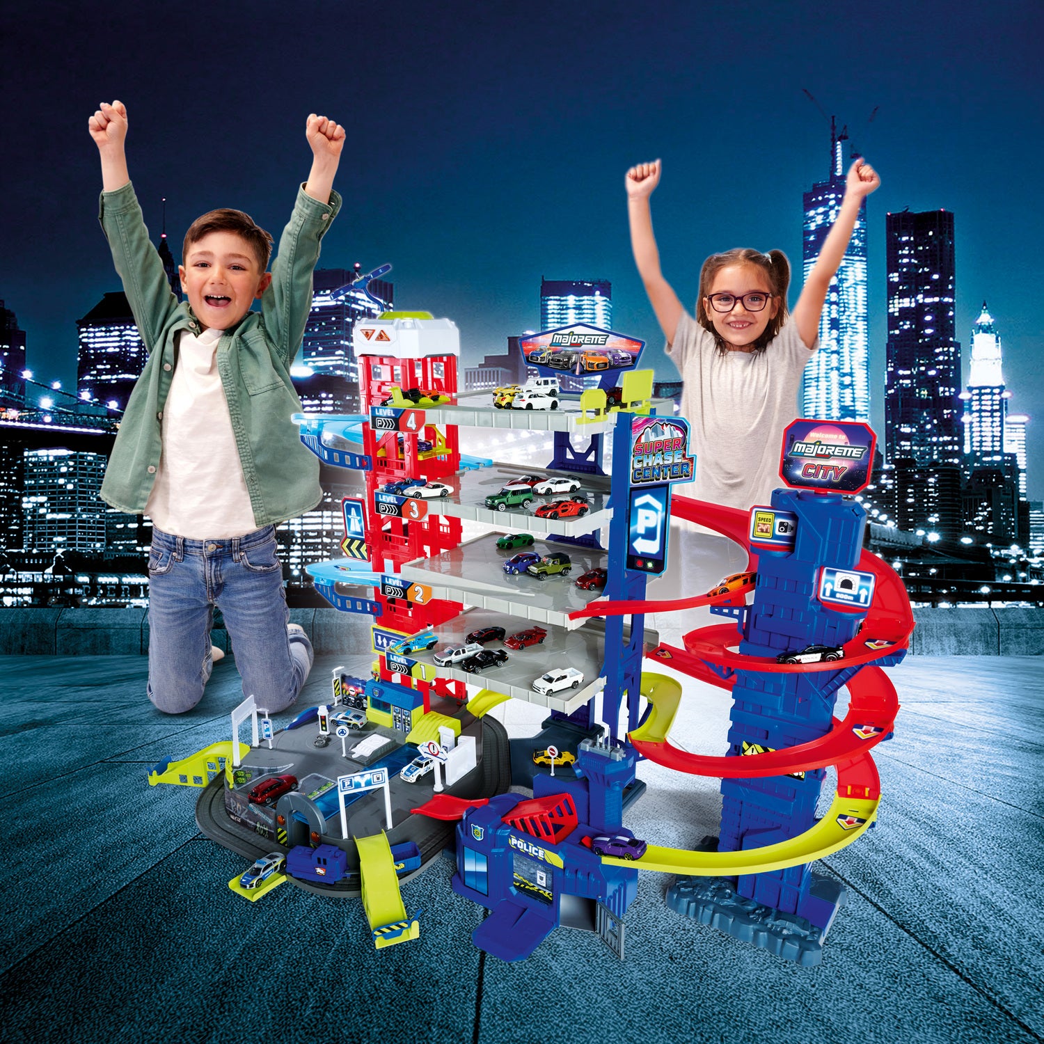 Majorette Super Chase Center Med 5 Biler