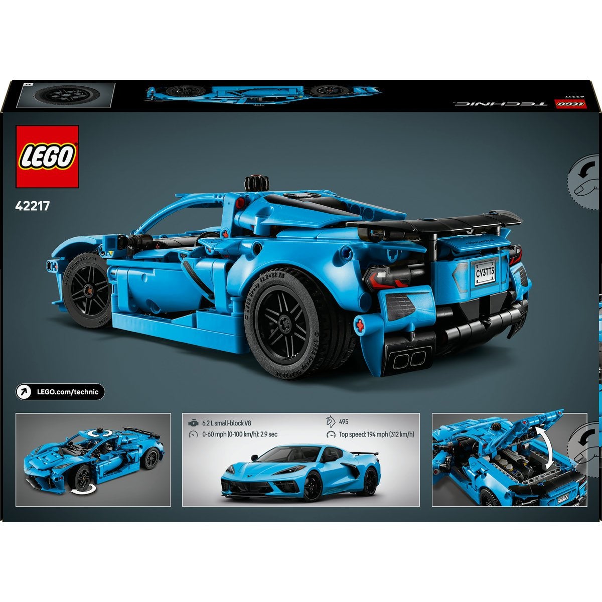 LEGO Technic 42217, Chevrolet Corvette Stingray – blå