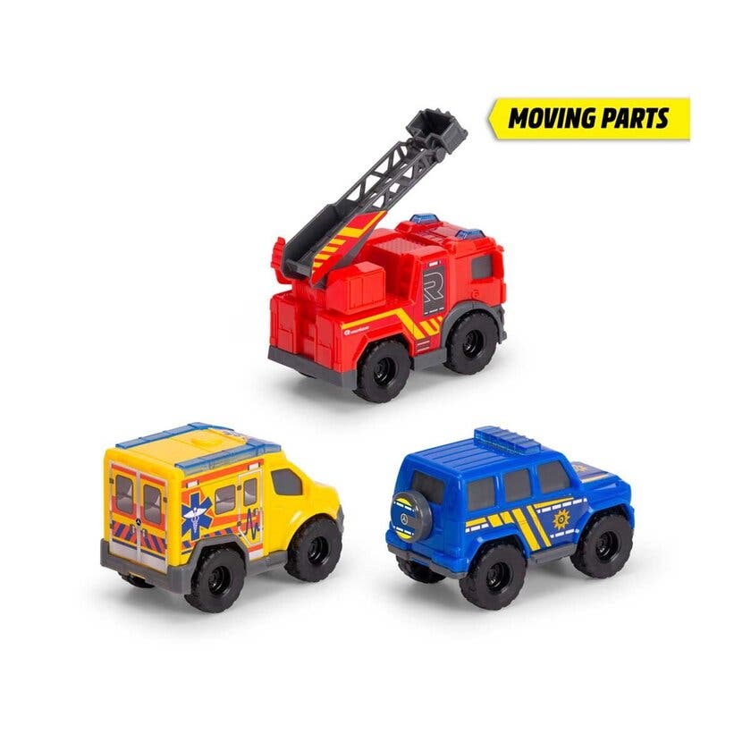 Dickie Toys 3-pakning Mini Redningskjøretøy