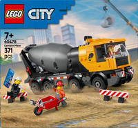 LEGO® City Betongbil. Stor anleggsleke med tre minifigurer for barn fra sju år 60478