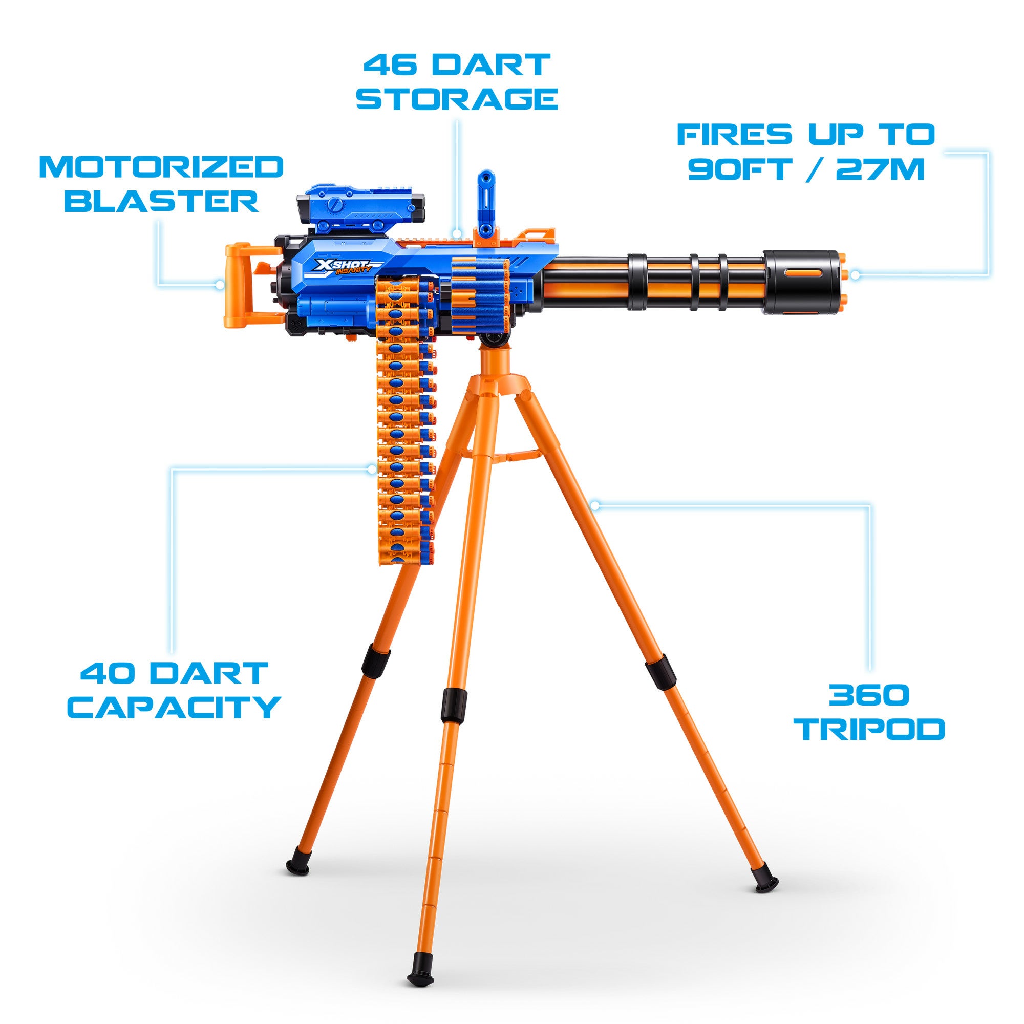 XSHOT Insanity Motorisert Rage Fire Gatling-pistol med stativ
