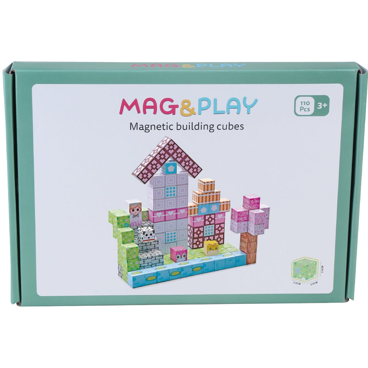 Mag&Play Building Cubes 2 cm 110 stk Rosa