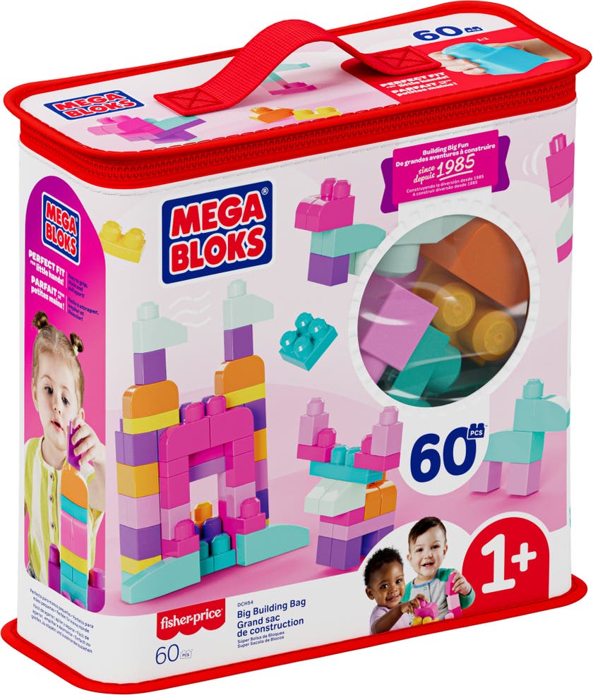 Mega Block Big Building Bag (60 klosser) - Pink