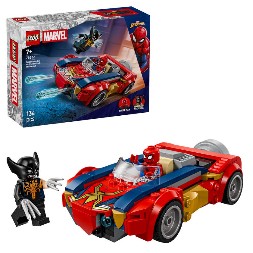 Spider-Man i bil mot venomifisert Wolverine