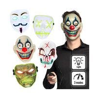 Halloween, LED-maske assortert 5 assorterte.