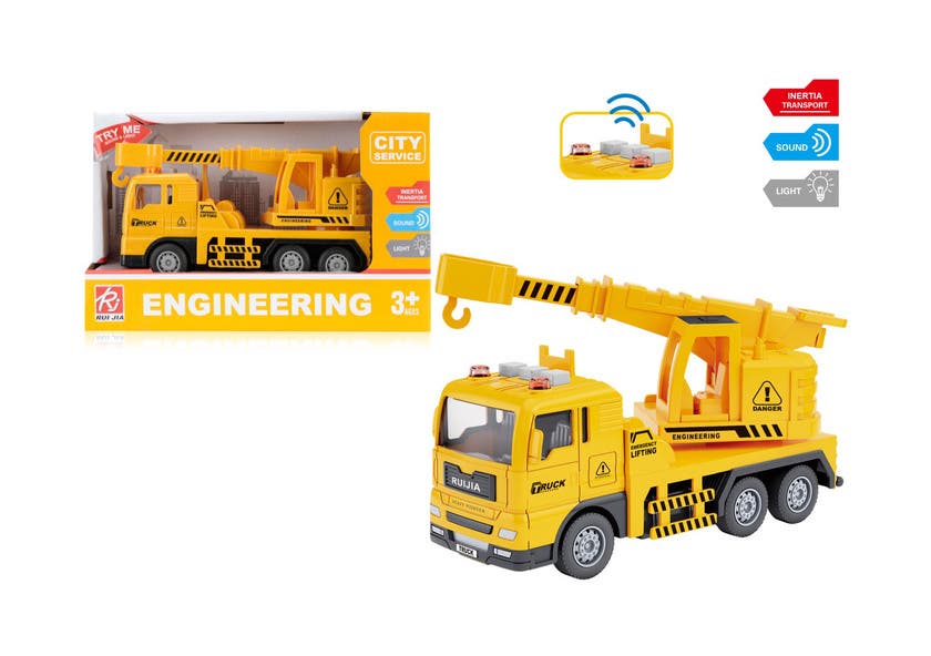 Rapid Speed - Lastebil med førerhytte og heisekran gul lyd &