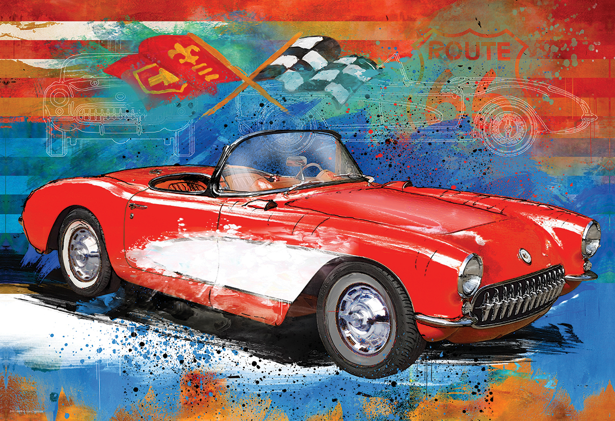 Corvette Cruising puslespill i metallboks
