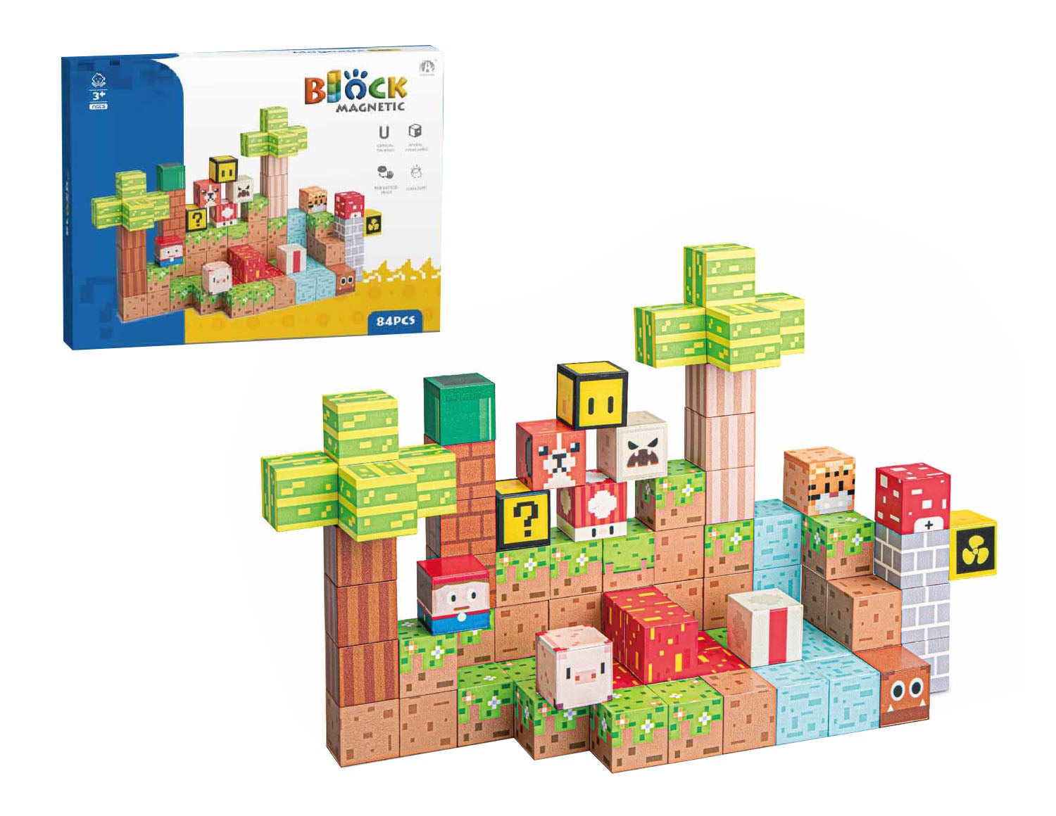 Mag&Play magnetiske byggekuber 84 deler