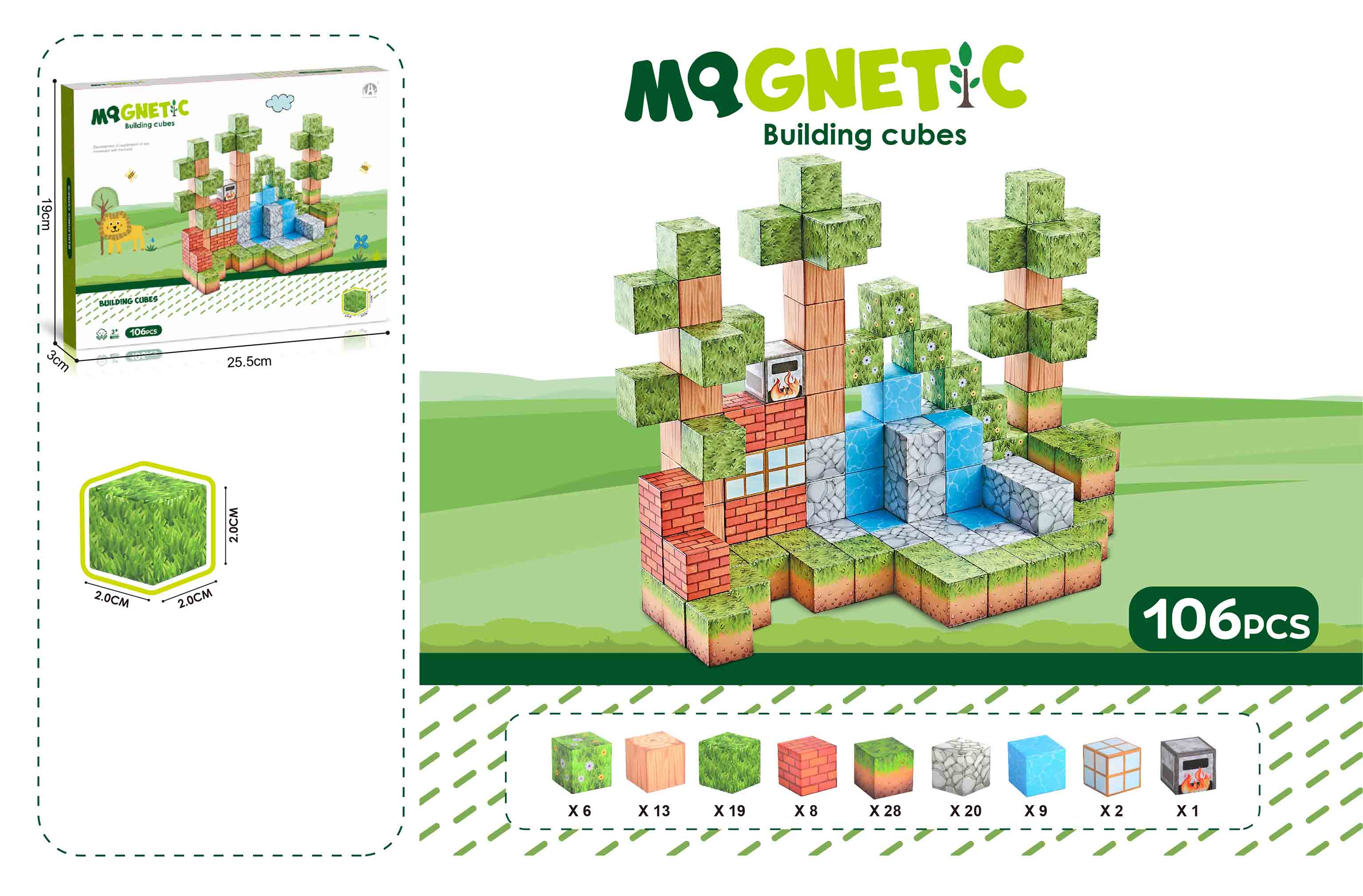 Mag&Play - Building cubes 2 cm 106 stk
