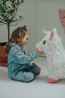 KREA Hop And Bounce Enhjørning med hvitt hår